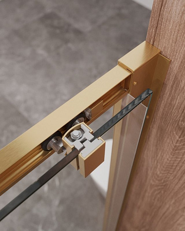 Душевая дверь в нишу Cezares Molveno MOLVENO-BF-1-160-C-BORO-IV профиль брашированное золото, стекло прозрачное